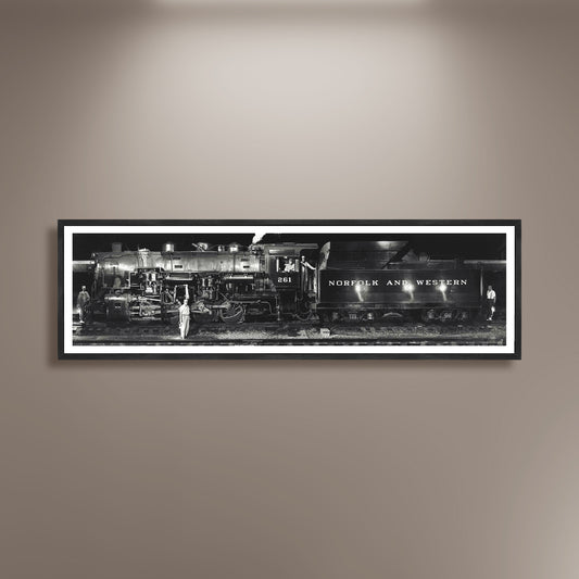 O. Winston Link S1 Switching Locomotive, NW 1980 Train Photo Poster Framed Canvas, Old train pictures poster, Canvas Wall, Decor Canvas