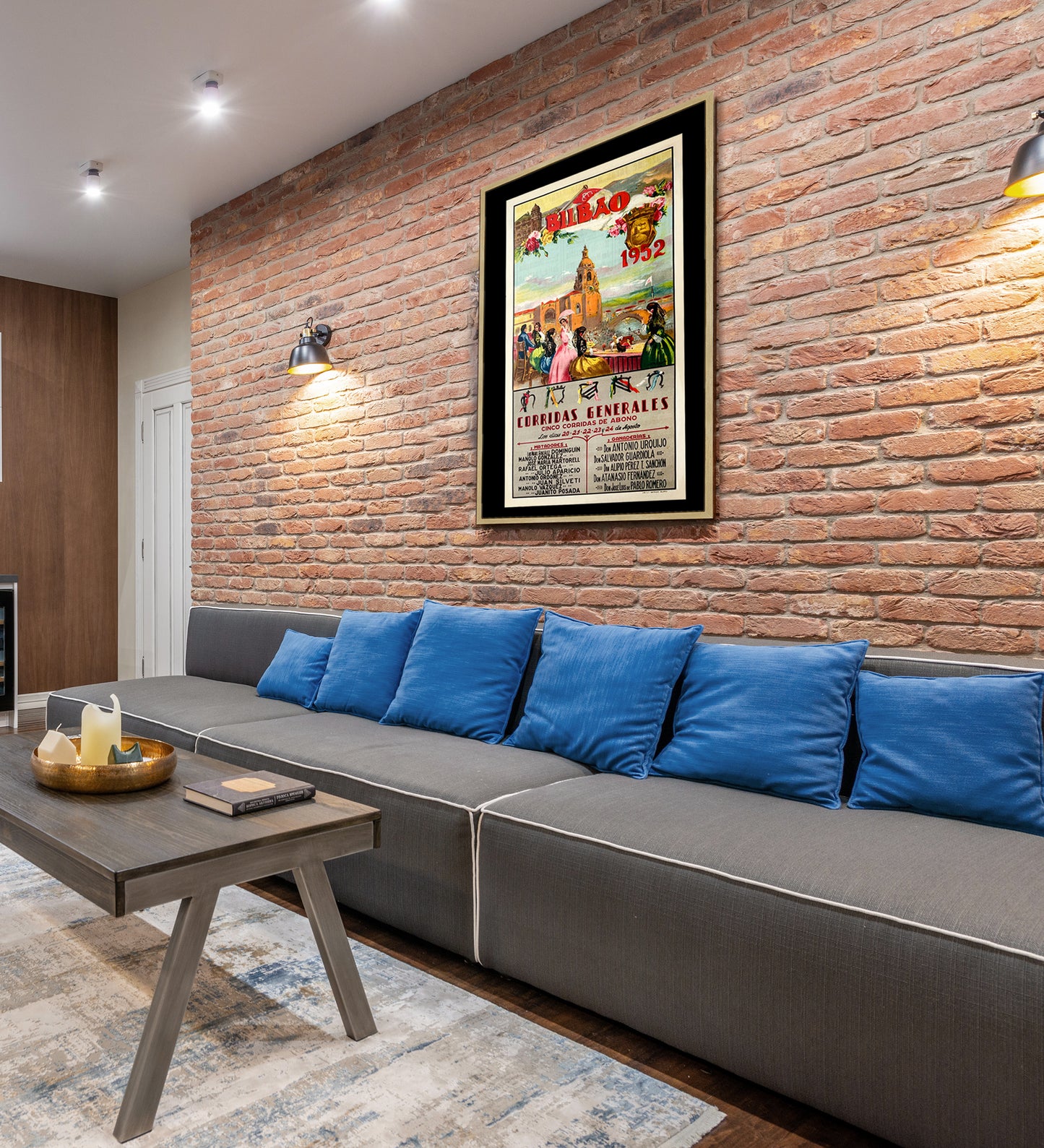 Bullfighting Bilbao 1952 Spanish Poster Print Framed Canvas, Bull Poster, Spain Poster, Tourism Poster, Vintage Poster