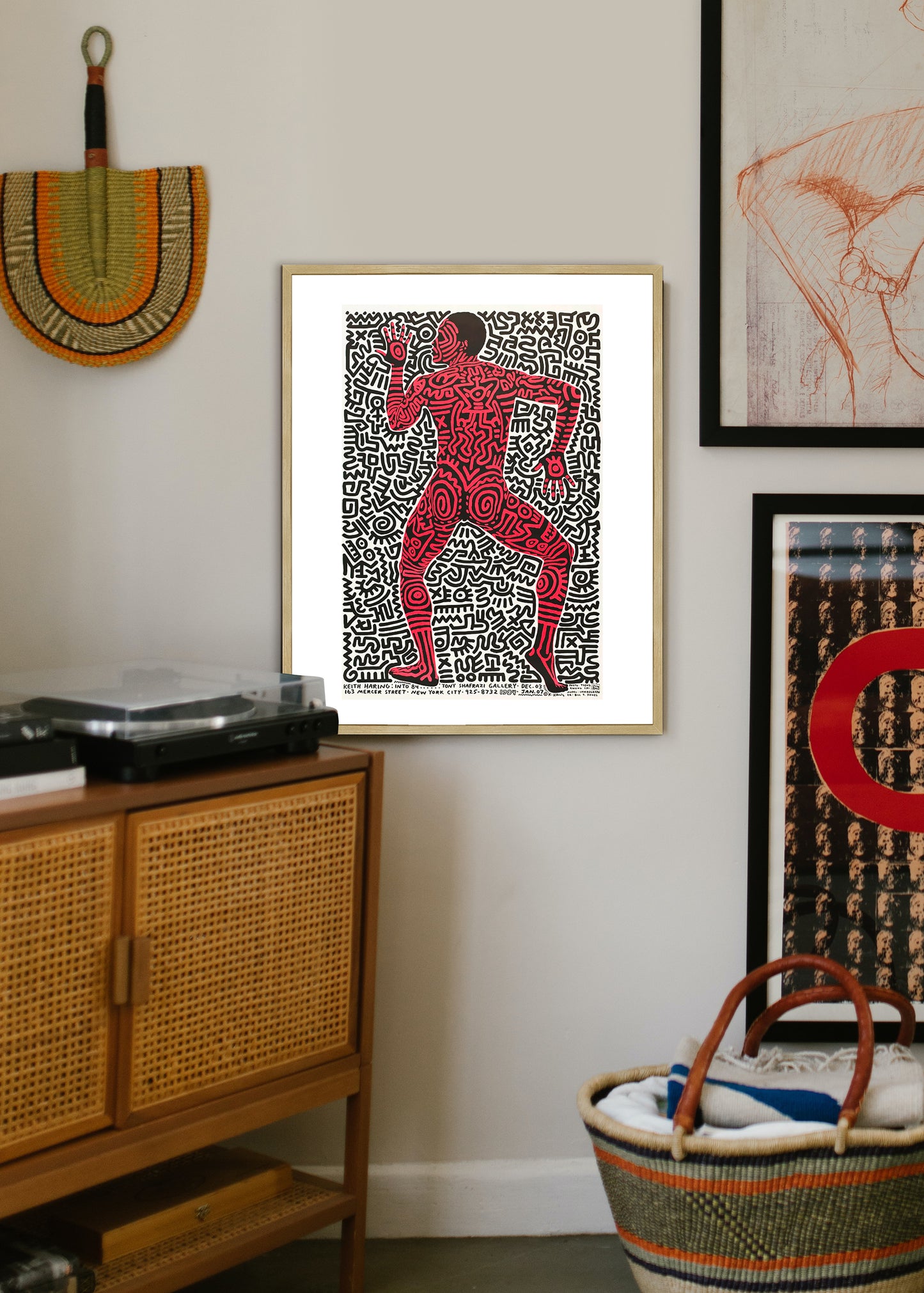 Keith Haring Fun Art Poster Print Framed Canvas, Vintage Art Poster, Graffiti Art Poster, Urban Poster Canvas Wall Art, gift canvas