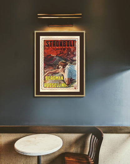 Stromboli, Roberto Rossellini 1950 Movie Poster Print Framed Canvas, Vintage Poster, Film Poster, Advertising Poster, gift canvas wall art