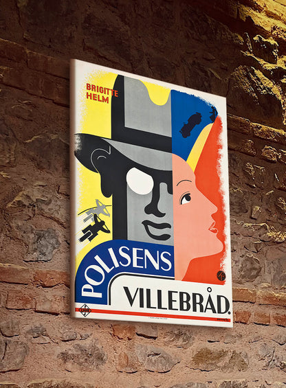 Polisens Villebrad 1933 Movie Poster Print Canvas, by Donner, Film Advertising Poster, Movie Poster Canvas