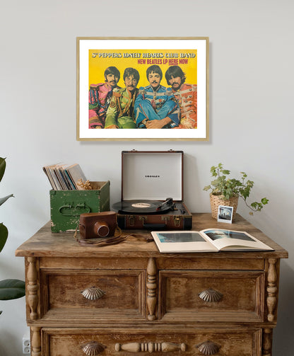 The Beatles, Sgt. Pepper's Lonely Hearts Club Band Poster Framed Canvas Print, Film Poster, Movie Poster, Vintage Advertising Poster