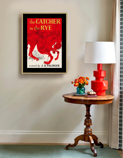 The Catcher in the Rye, Novel by J.D. Salinger Poster Print Framed Canvas, American Book Poster, Vintage Poster, gift canvas