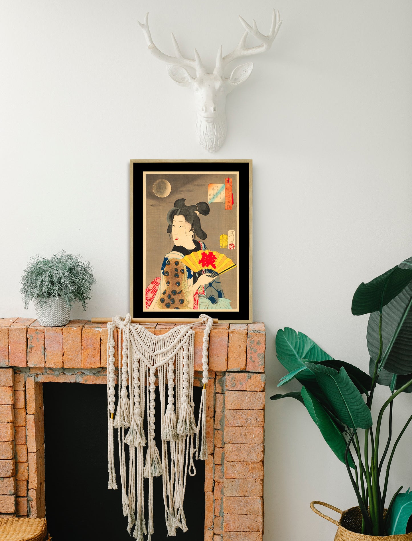 The Appearance of a Brothel Geisha of the Koka Era Poster Print Framed Canvas, Japan Poster, Art Poster, gift canvas wall art