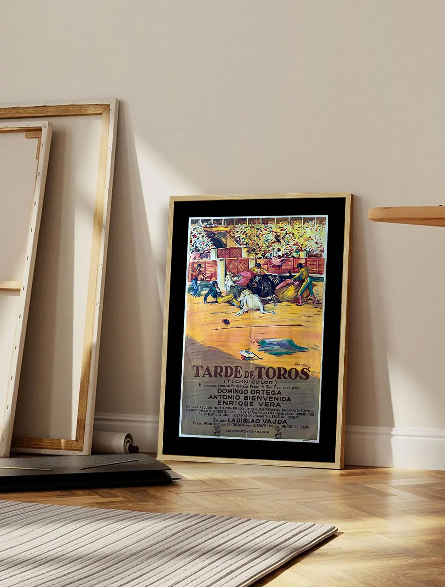 Tarde de Toros Poster Bullfighting Spanish Print Framed Canvas, Pamplona Poster, Bull Poster, Spain, Tourism Travel Poster, Vintage Poster