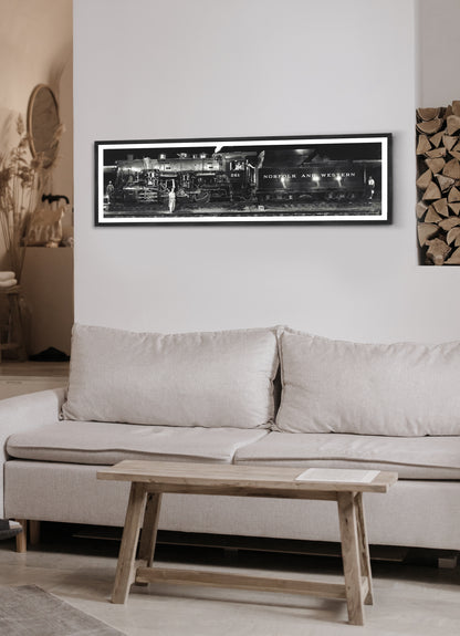 O. Winston Link S1 Switching Locomotive, NW 1980 Train Photo Poster Framed Canvas, Old train pictures poster, Canvas Wall, Decor Canvas