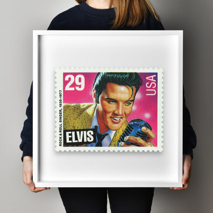 Elvis Presley Stamp Postage Picture Poster Framed Floating, American Stamp, American Famous Singer Stamp, Picture Wall Art Decoration