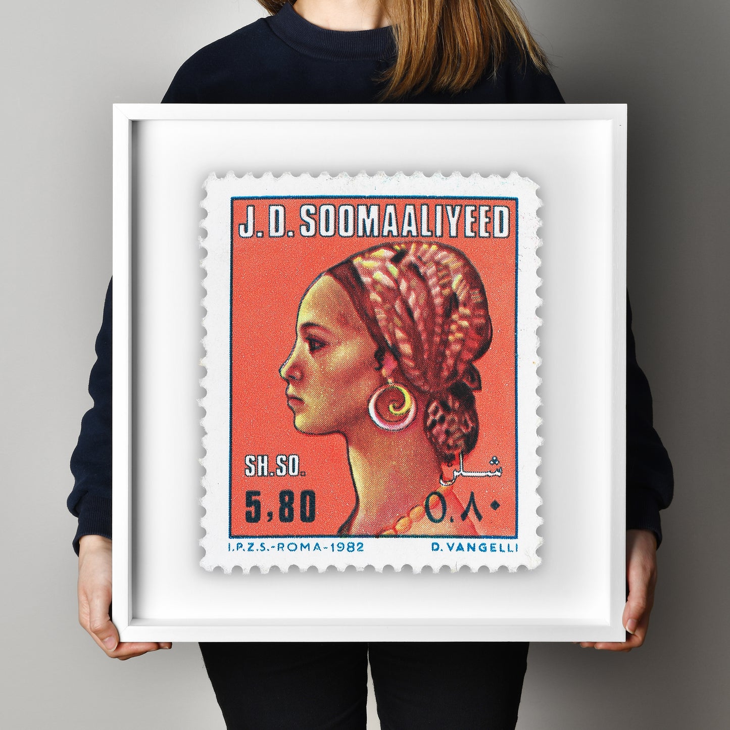 Somalia Stamp Vintage African Stamp Art Postage Picture Poster Framed Floating, Black Woman Portrait Art, Travel Poster Prints