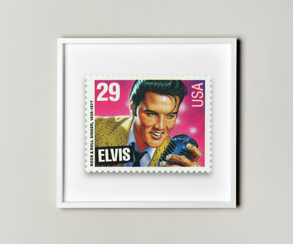 Elvis Presley Stamp Postage Picture Poster Framed Floating, American Stamp, American Famous Singer Stamp, Picture Wall Art Decoration