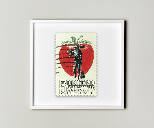 Johnny Appleseed Single 5c Postage Stamp Poster Framed Floating, United States Postage Wall Art Decor