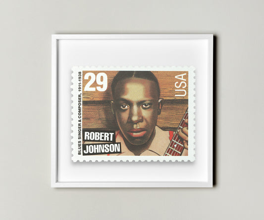 Robert Johnson Blues Singer Musical Jazz Stamp Postage Picture Poster Framed Floating, American Stamp, American Famous Singer Stamp, Picture Wall Art Decoration