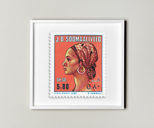 Somalia Stamp Vintage African Stamp Art Postage Picture Poster Framed Floating, Black Woman Portrait Art, Travel Poster Prints