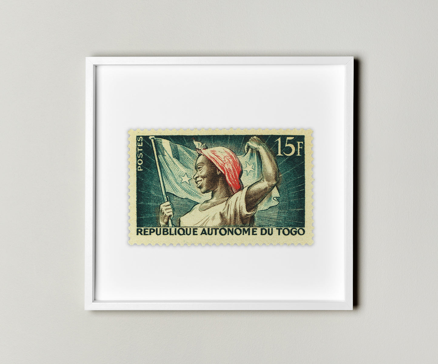 Autonomous Togo Republic Postage Stamp Poster Framed Floating, Vintage African Stamp