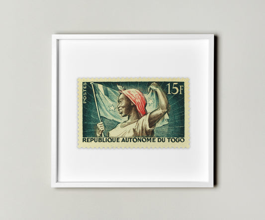 Autonomous Togo Republic Postage Stamp Poster Framed Floating, Vintage African Stamp