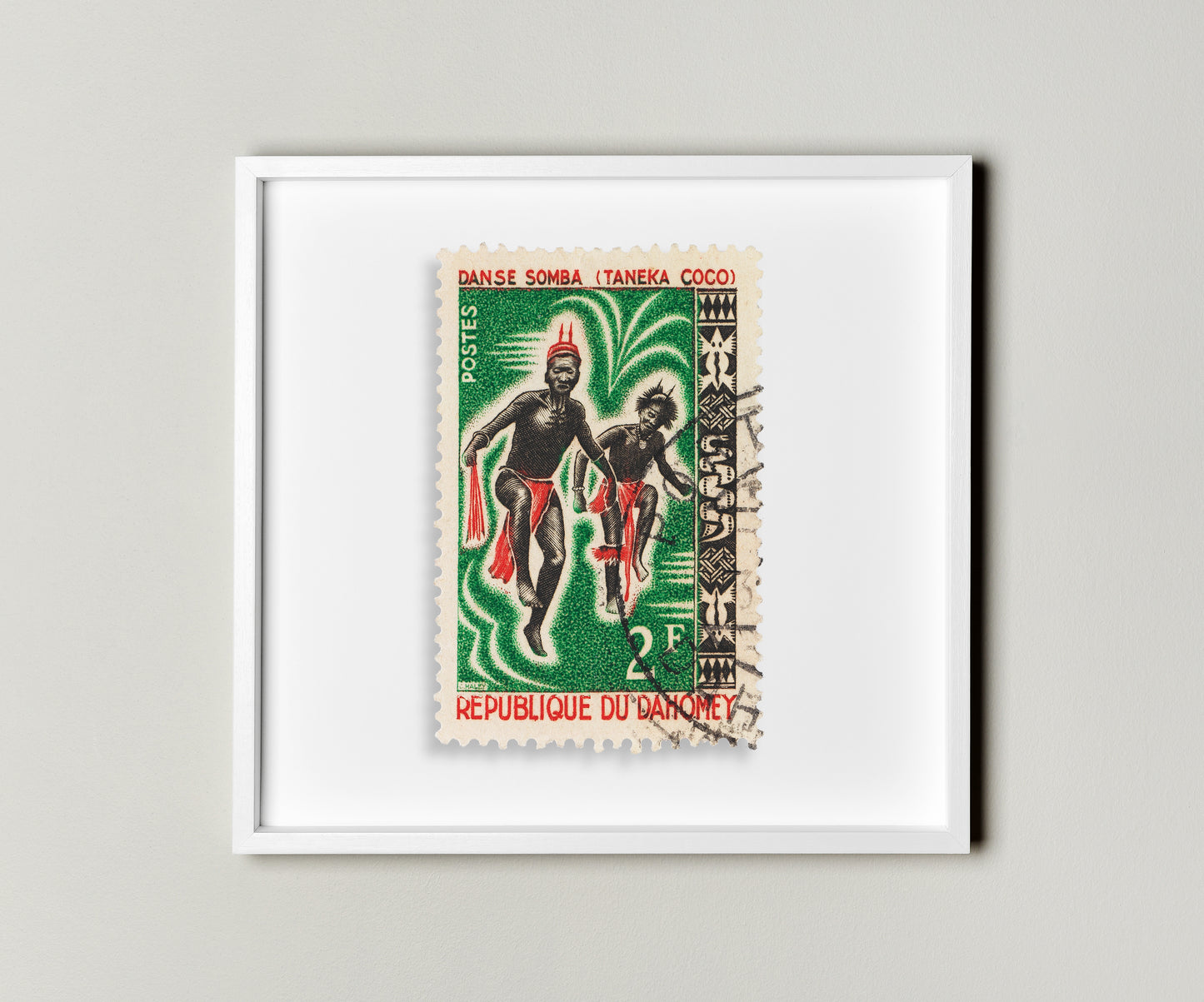 Republic of Dahomey Stamp Postage Picture Poster Framed Floating, Danse Somba, Taneka Coco, Printed Picture Wall Art, Travel Poster Prints