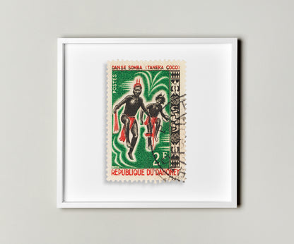 Republic of Dahomey Stamp Postage Picture Poster Framed Floating, Danse Somba, Taneka Coco, Printed Picture Wall Art, Travel Poster Prints