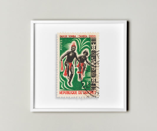 Republic of Dahomey Stamp Postage Picture Poster Framed Floating, Danse Somba, Taneka Coco, Printed Picture Wall Art, Travel Poster Prints