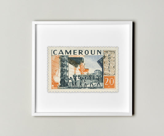 Cameroon Postage Stamp Poster Framed Floating, Banana Stamp, Vintage African Postage Stamp