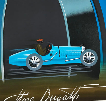 Bugatti Automobile Car Art Deco Race Poster Print Framed Canvas, Vintage Car Poster, Travel Poster, gift canvas