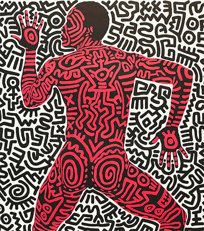 Keith Haring Fun Art Poster Print Framed Canvas, Vintage Art Poster, Graffiti Art Poster, Urban Poster Canvas Wall Art, gift canvas