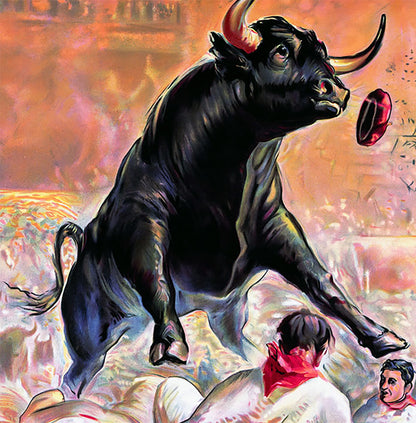 San Fermin Posters from Pamplona Spanish Bull Poster Print Framed Canvas, San Fermin, Pamplona, Tourism Travel Poster, Vintage Poster