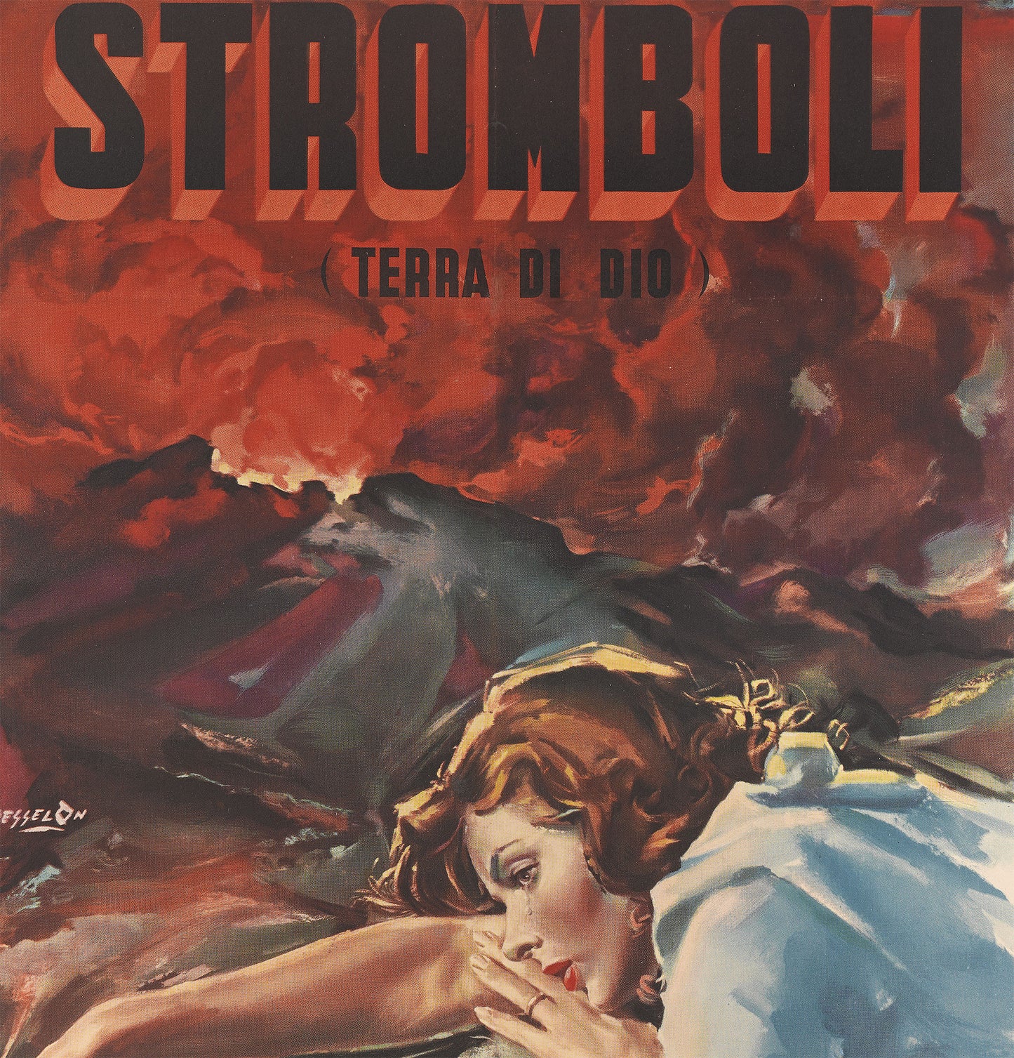 Stromboli, Roberto Rossellini 1950 Movie Poster Print Framed Canvas, Vintage Poster, Film Poster, Advertising Poster, gift canvas wall art