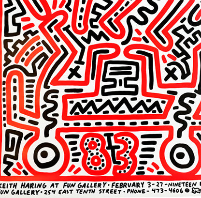 Keith Haring Fun Art Poster Print Framed Canvas, Vintage Art Poster, Graffiti Art Poster, Urban Poster Canvas Wall Art, gift canvas