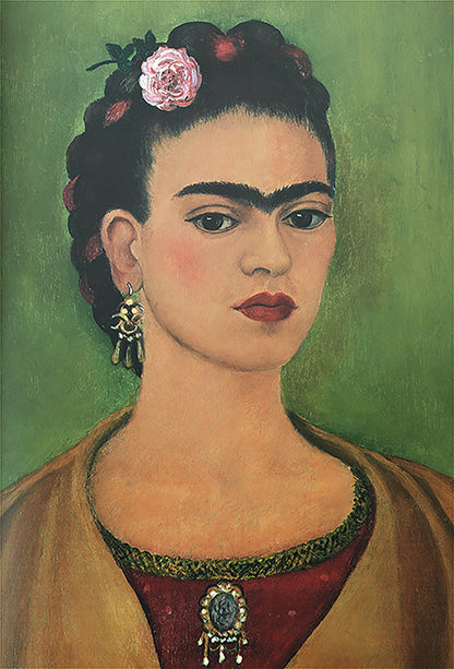 Frida Kahlo Self Portrait Colorful Green Canvas, Wall Art Decoration Canvas Printed Canvas, home decor poster