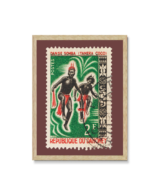 Republic of Dahomey Stamp, Vintage African Stamp Art Postage, Danse Somba, Taneka Coco, Printed Picture Wall Art , Travel Poster Prints