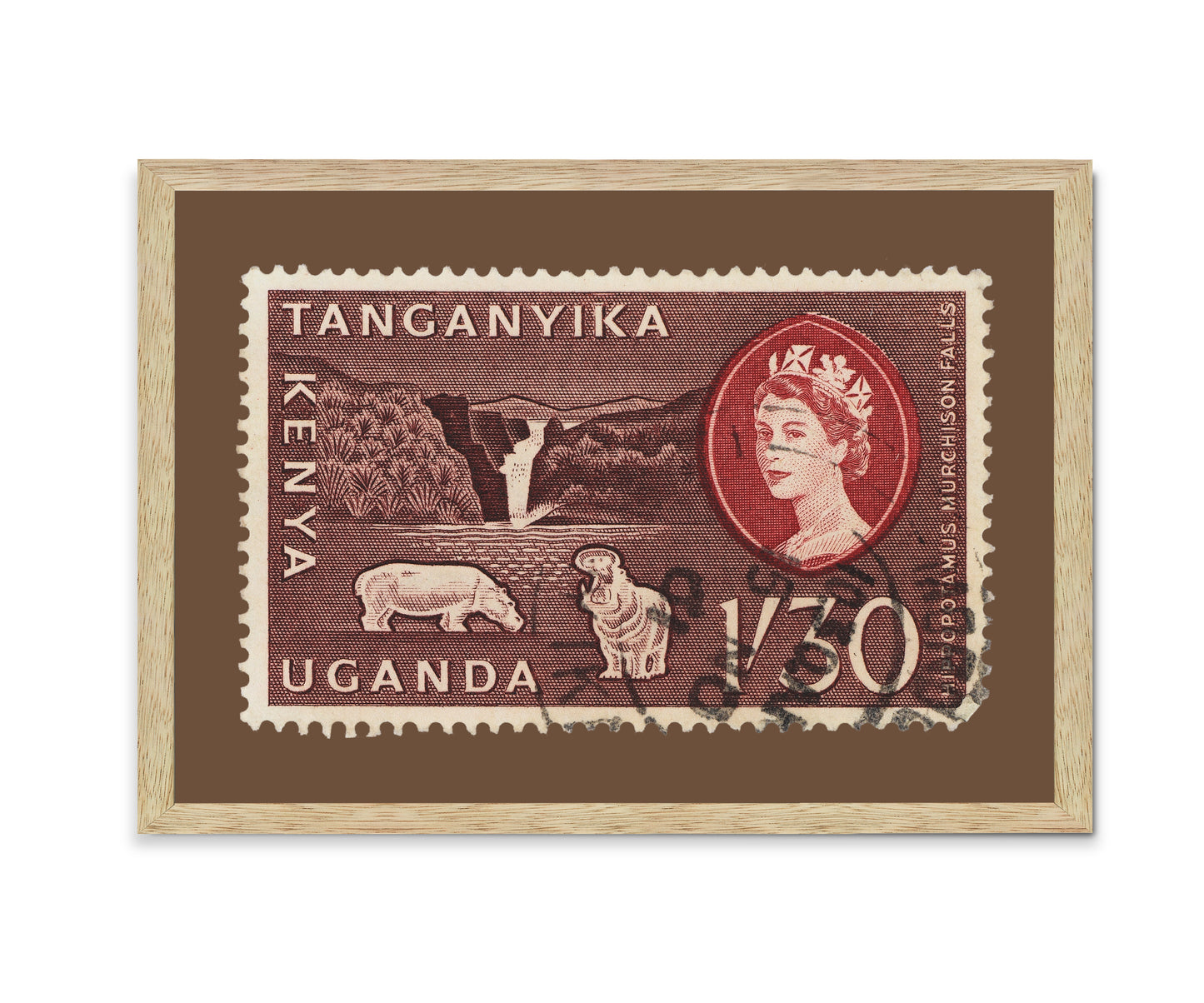 Republic of Tanganyika Stamp, Vintage African Stamp Art Postage Framed Canvas Print, Kenya Stamp, Uganda Stamp, Travel Poster Prints