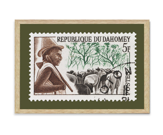 Republic of Dahomey Stamp, Vintage African Stamp Art Postage, African dance, Danse Nago, Printed Picture Wall Art , Travel Poster Prints