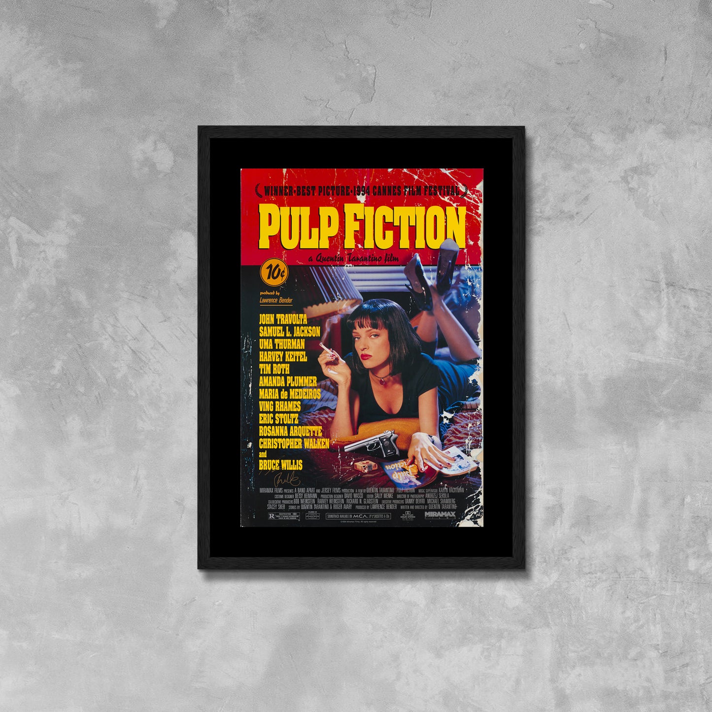 Pulp Fiction, Classic Vintage Poster, 80's Movie Poster Framed Canvas Print, Film Poster, Advertising Poster, canvas wall art