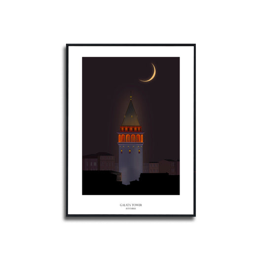 Galata Tower Poster Framed Canvas Print, Istanbul City Poster, Vector poster, abstract poster, city poster, illustration poster, canvas art
