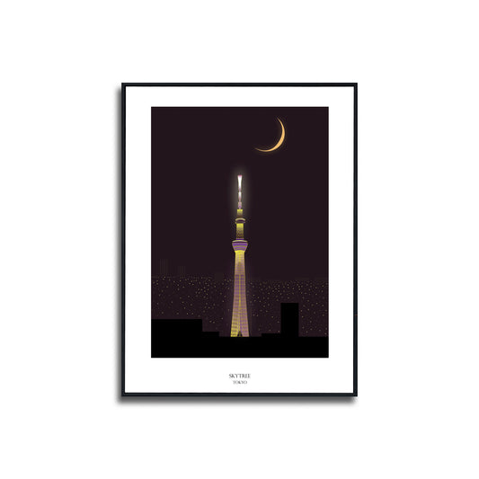 Skytree, Tokyo Poster Framed Canvas Print, Tokyo City Poster, Tallest Tower, Tokyo Solamachi, illustration poster, vector poster, canvas art