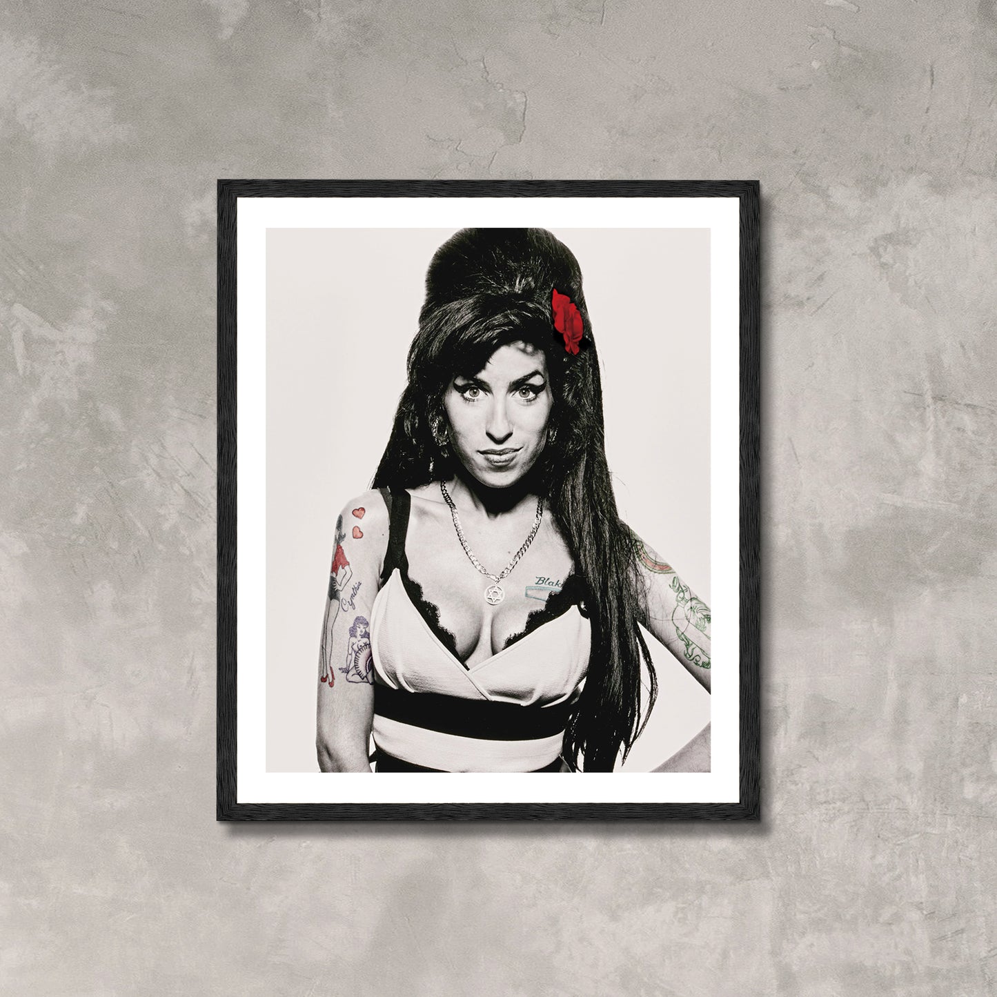 Amy Winehouse Portrait Shoot, London, 2008 Photo Poster Framed Canvas Print, Terry O'Neill, Vintage Poster, tattoos,Artwork wall art