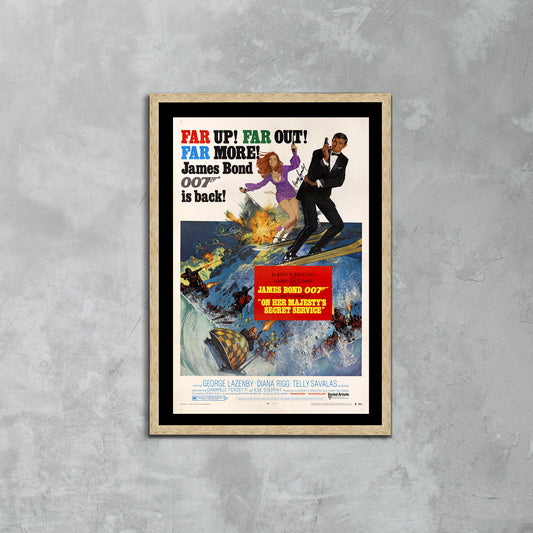 On Her Majesty's Secret Service, James Bond 007 Movie Poster Framed Canvas Print, Pop Culture, Vintage Poster, Film Poster, Advertise Poster