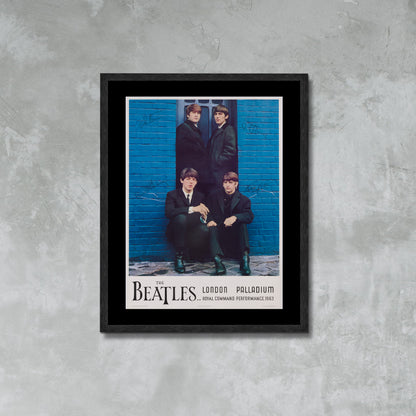 The Beatles Rock band Vintage Photo Poster Framed Canvas Print, Black and white framed, Vintage Poster, Advertising Poster, Metal Poster