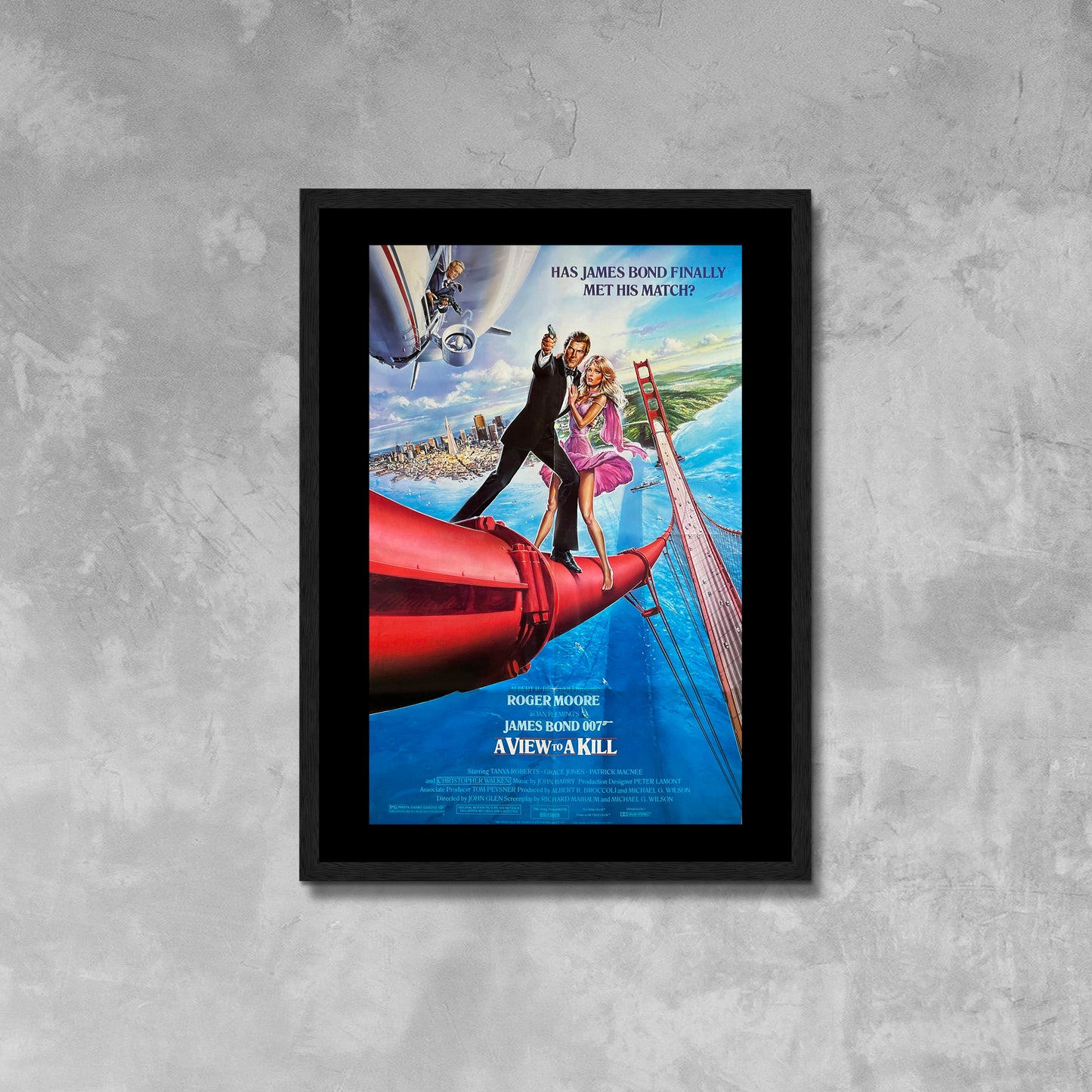 A View To A Kill Movie Poster Framed Canvas Print, Pop Culture Graphics, James Bond, Vintage Poster