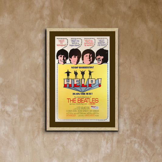 Help 1965 Film Poster, The Beatles Vintage Photo Poster Framed Canvas Print, Vintage Poster, Advertising Poster, Movie Poster, Metal Poster