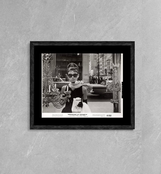 Audrey Hepburn, Breakfast at Tiffany's (1961) Photo Framed Canvas Print, Black and white photo Picture, Beautiful woman, Vintage Poster