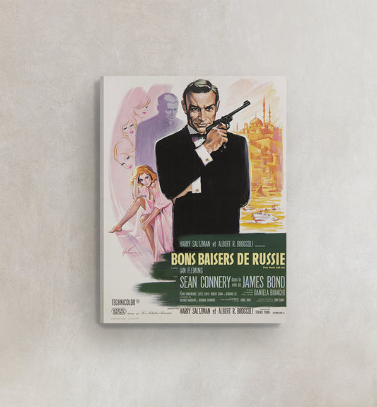 James Bond movie poster Poster Print Canvas, Good Kisses from Russia by James Bond, Film Advertising Poster, Movie Poster Canvas