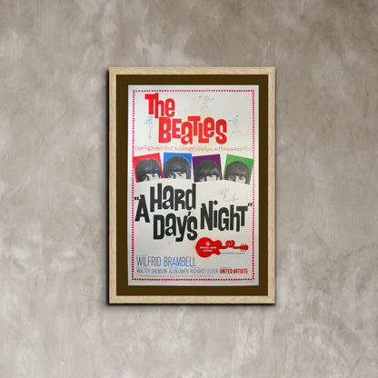 A Hard Day's Night, The Beatles Vintage Photo Poster Framed Canvas Print, Vintage Poster, Advertising Poster, Movie Poster, Metal Poster