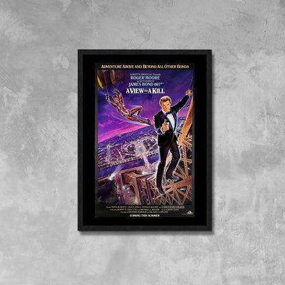 A View To A Kill Movie Poster Framed Canvas Print, Pop Culture Graphics, James Bond, Vintage Poster, Film Poster, Advertising Poster