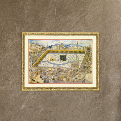 A View of the Kaaba and Surrounding Buildings in Mecca Persia 19th Century Art Printed Poster