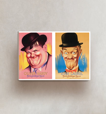 Stan Laurel and Oliver Hardy Circa 1938 MGM Celebrity Movie Poster Print Canvas, Vintage Poster, Film Advertising Poster, Canvas Wall art