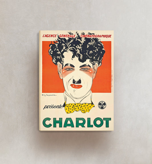 Charlie Chaplin, Charlot Poster Print Canvas, 1917 Vintage Movie Poster, by Auguste Louis Leymarie, Film Advertising Poster, Canvas Wall art