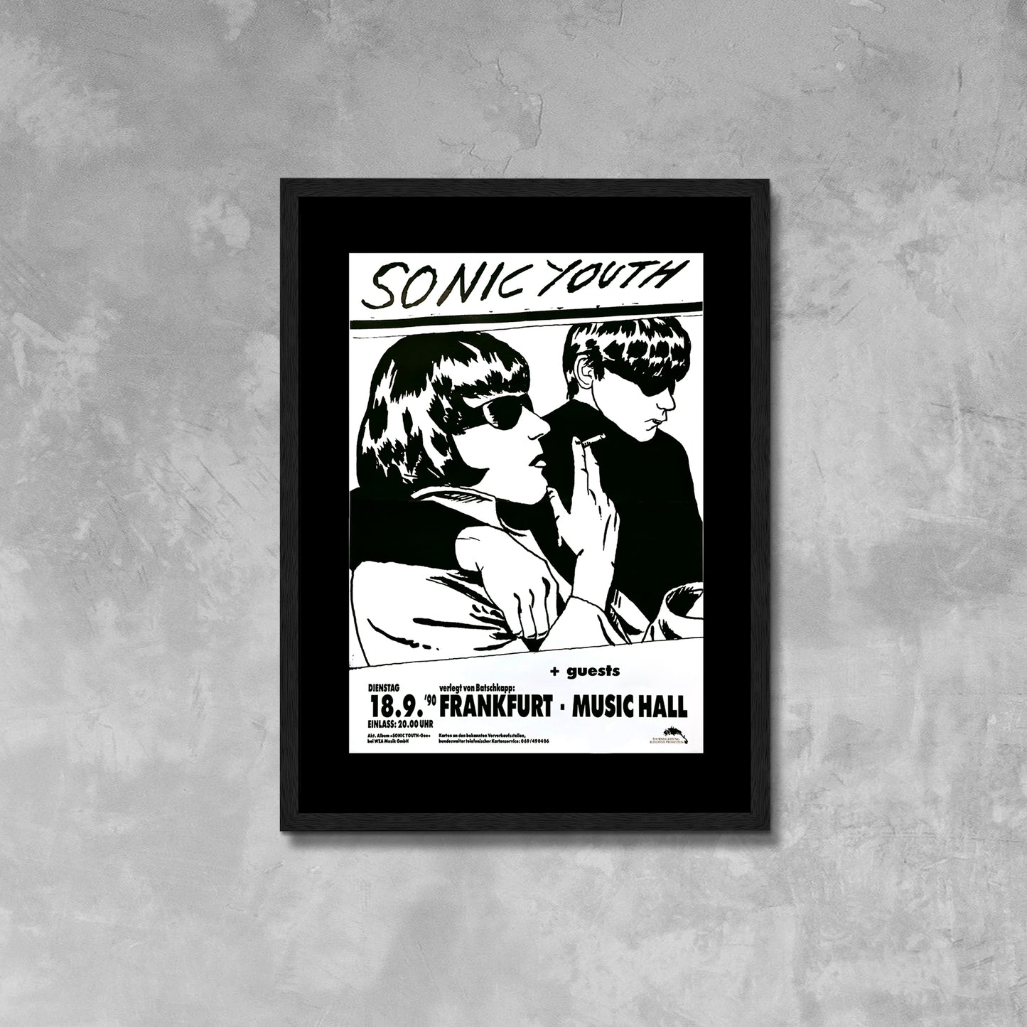 Sonic Youth at Frankfurt Music Hall Poster Framed Canvas Print, Vintage Poster, Film Poster, Movie Poster, Advertising Poster, wall art