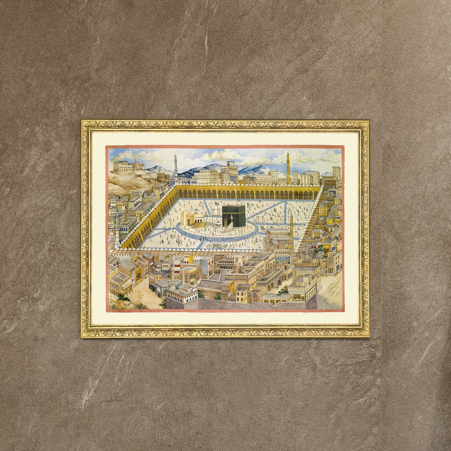 A View of the Kaaba and Surrounding Buildings in Mecca Persia 19th Century Art Printed Poster