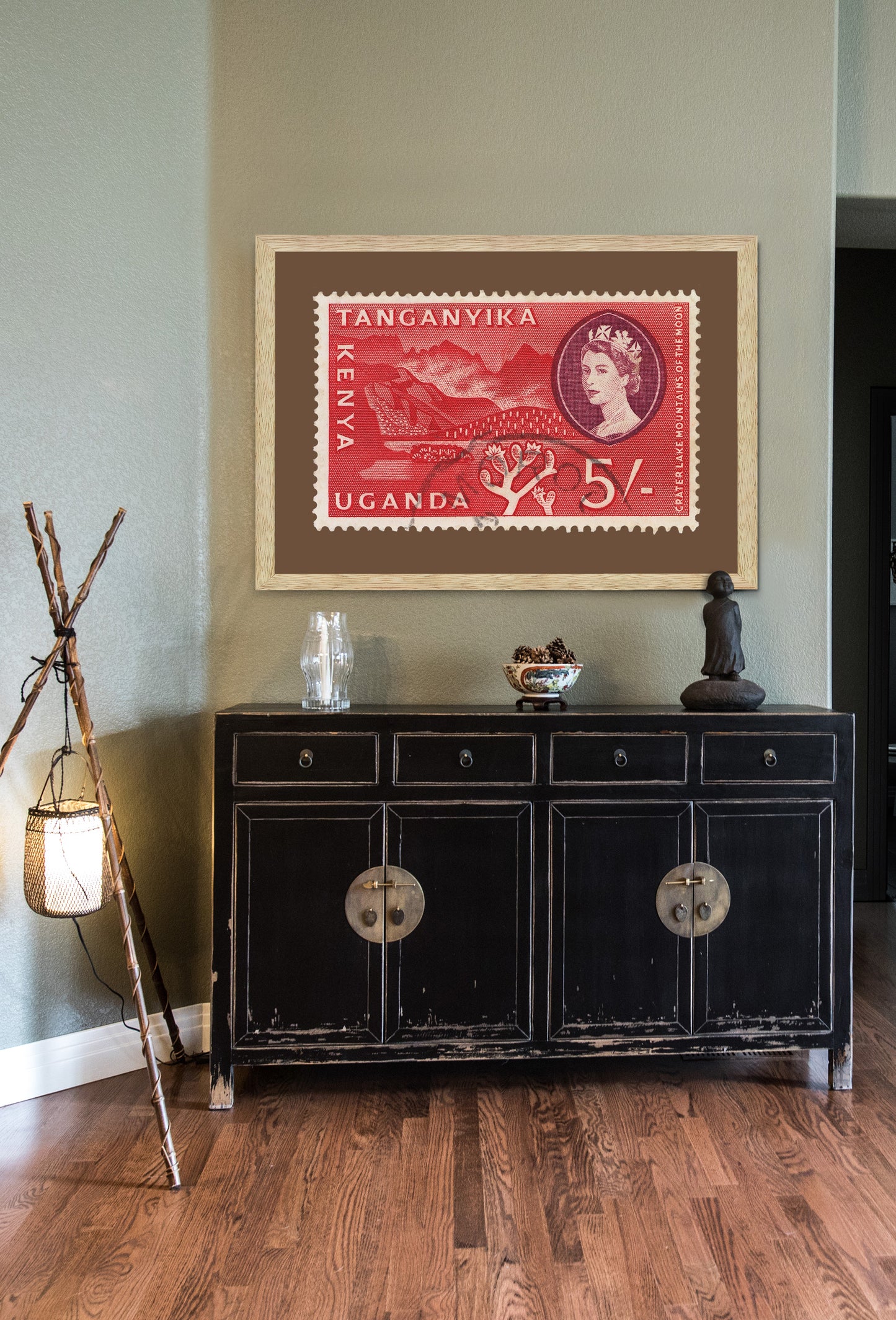 Republic of Tanganyika Stamp, Vintage African Stamp Art Postage Framed Canvas Print, Kenya Stamp, Uganda Stamp, Travel Poster Prints