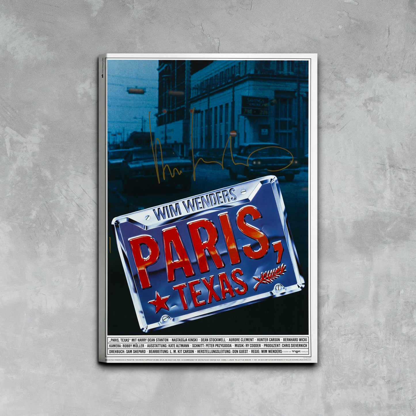 Paris Texas German Film Poster Framed Canvas Print, Ry Cooder, Movie Poster, Film Poster, Advertising Poster, Vintage Poster, wall art